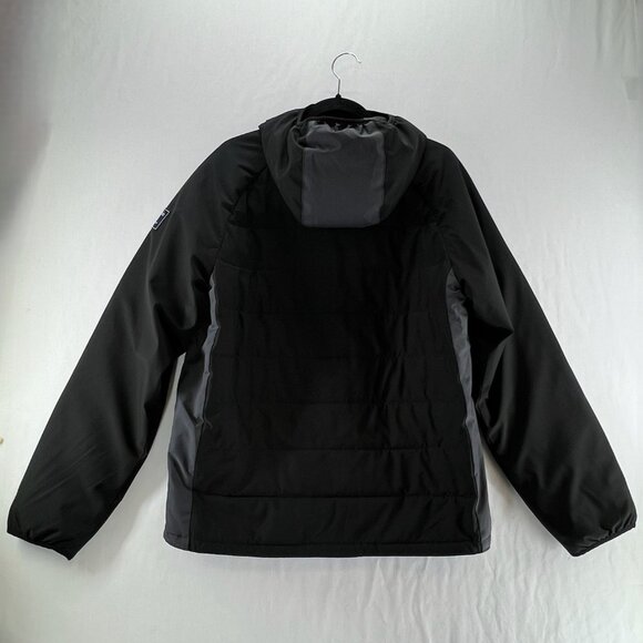 Abercrombie & Fitch Hooded Puffer Jacket Men Sz M Full Zip Colorblock Gray Black - Picture 2 of 15